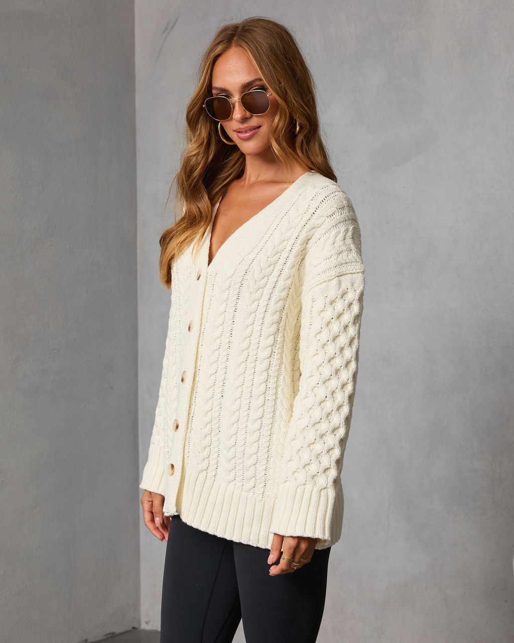 Autumn Solstice Cable Knit Cardigan-Vogue Logic