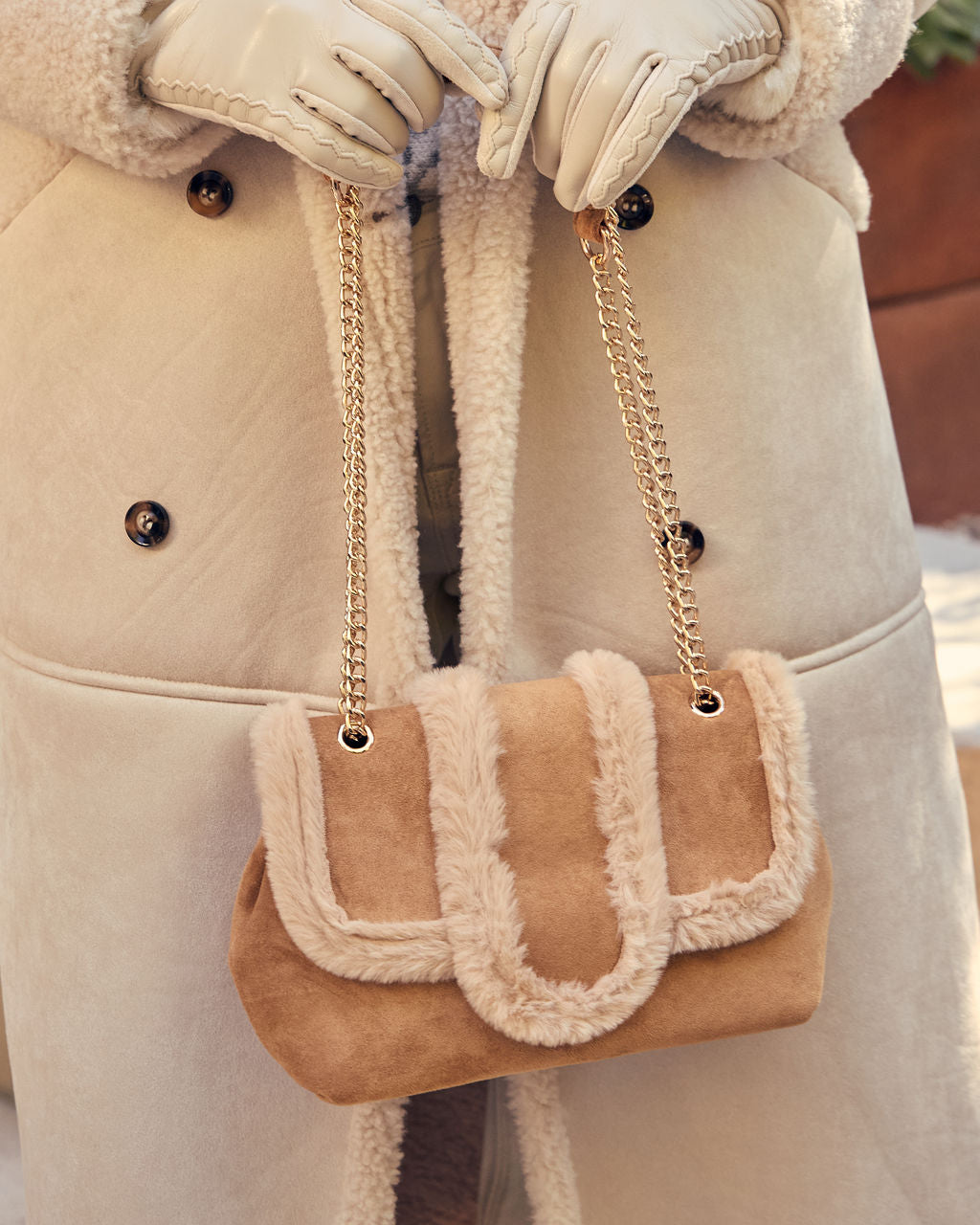 Hutson Suede Faux Fur Trim Shoulder Bag-Vogue Logic