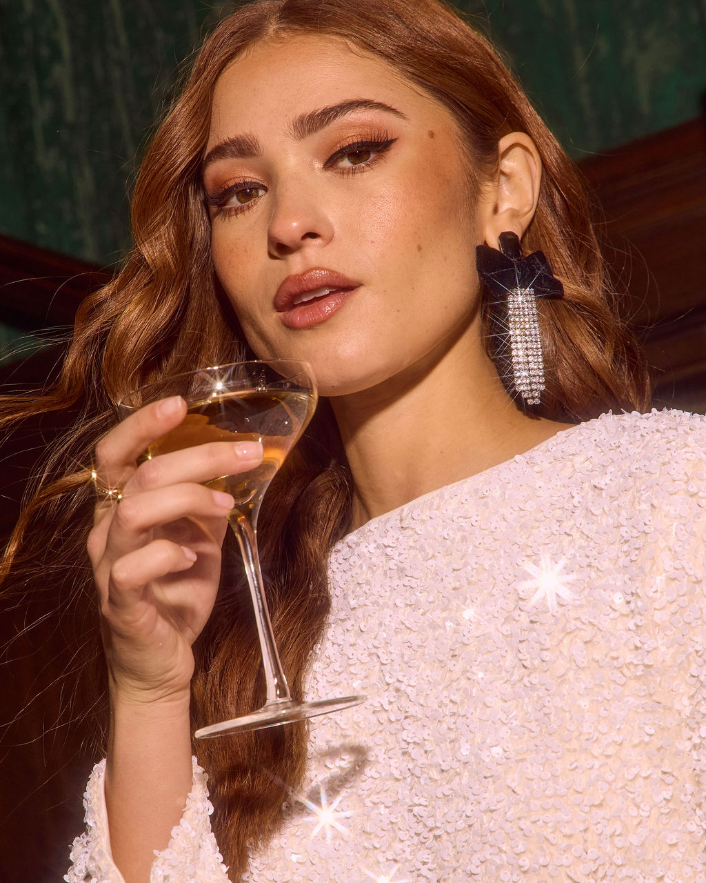 Levey Velvet Bow Chandelier Earrings-Vogue Logic