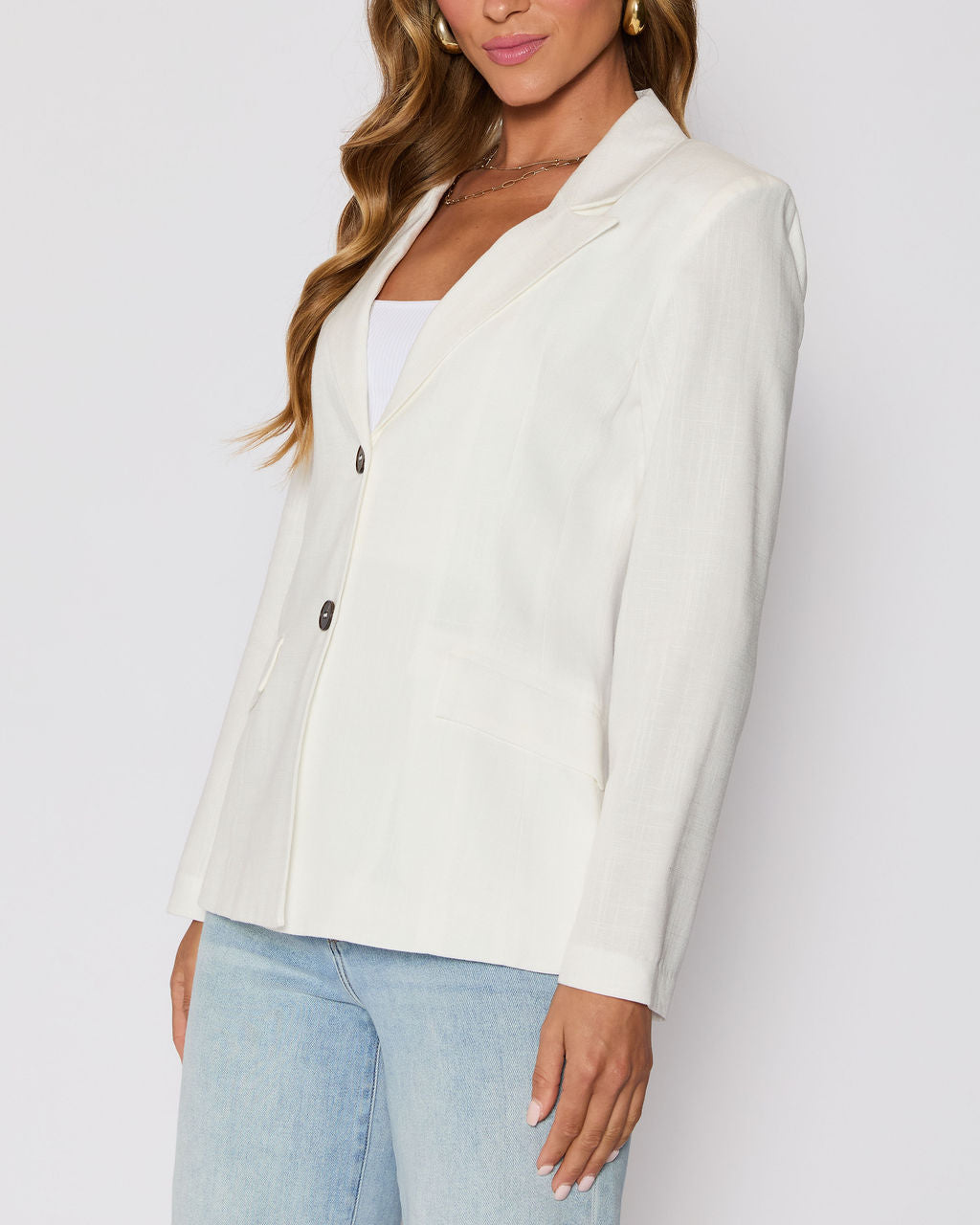 Sandy Linen Pocketed Blazer-Vogue Logic