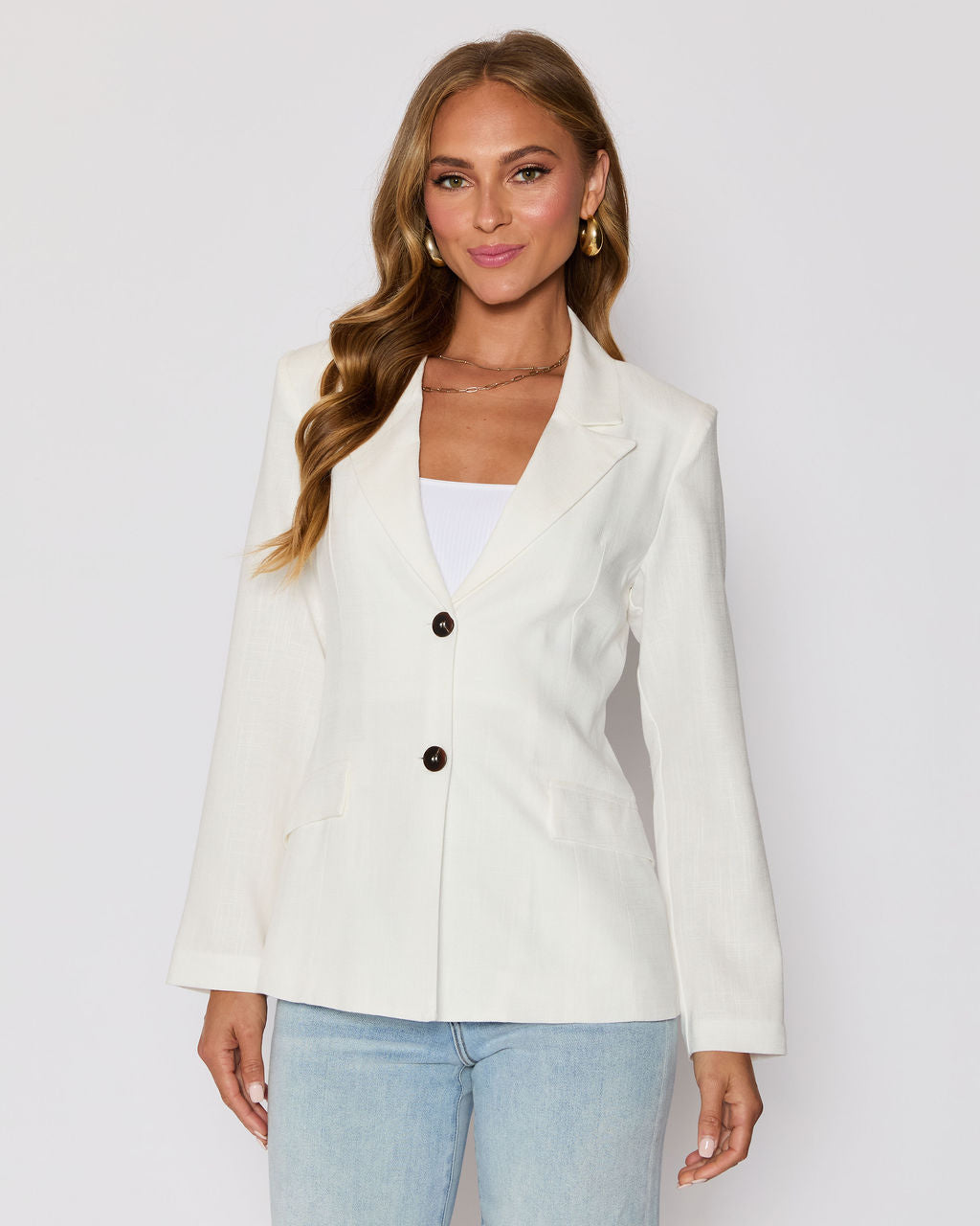 Sandy Linen Pocketed Blazer-Vogue Logic