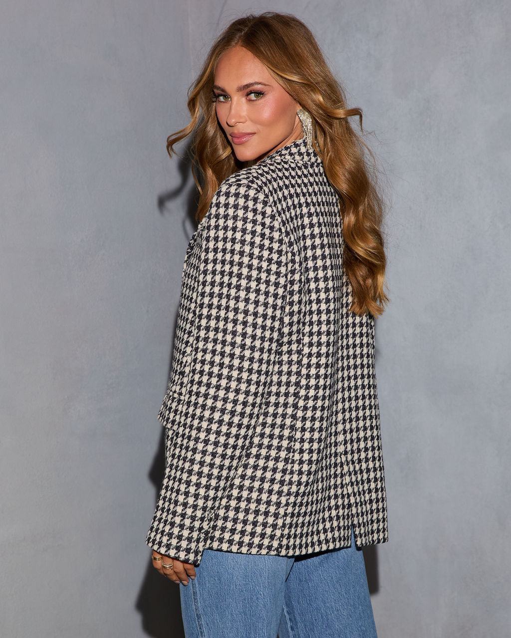 Highland Honey Houndstooth Blazer-Vogue Logic