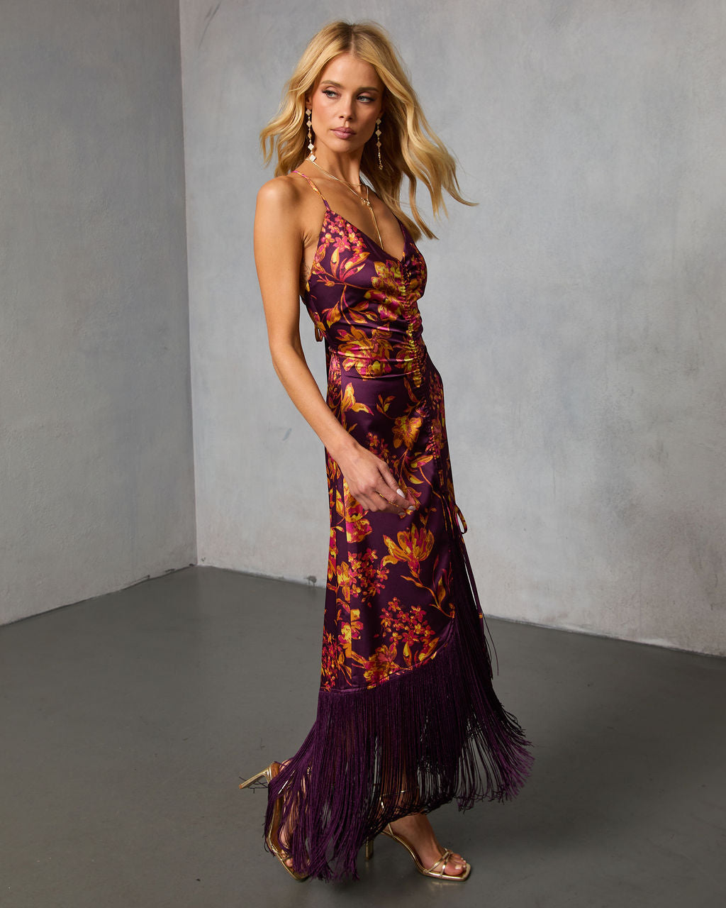 Jameliah Printed Fringe Midi Dress-Vogue Logic