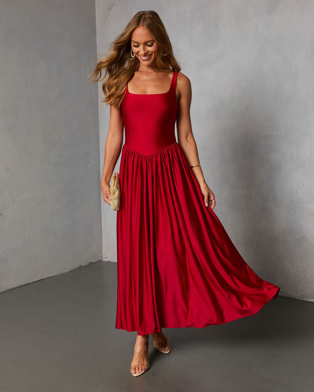 Firelight Muse Pleated Midi Dress-Vogue Logic