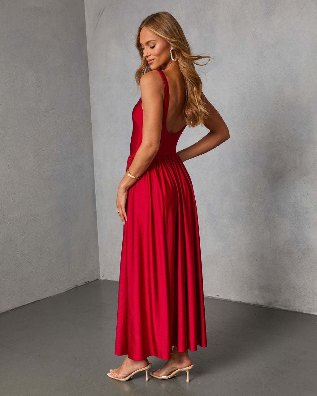 Firelight Muse Pleated Midi Dress-Vogue Logic