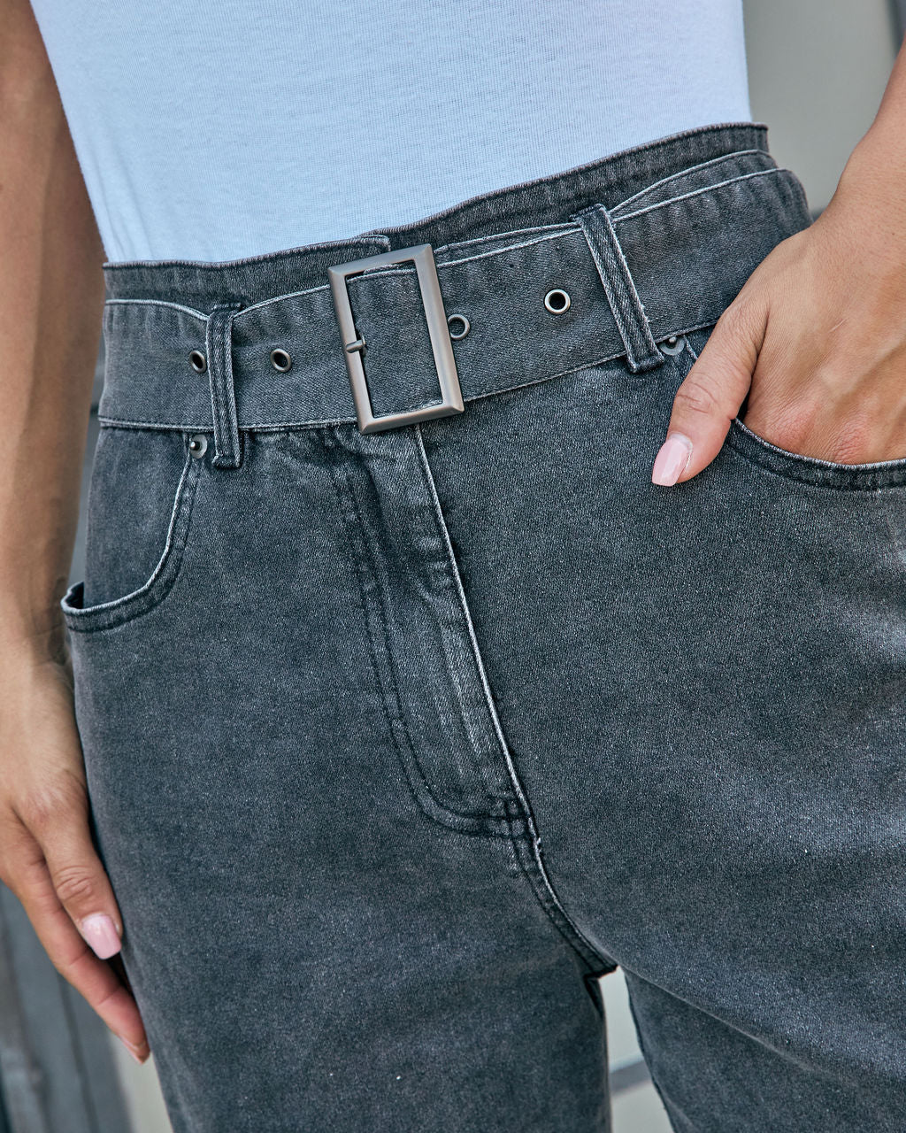 Sedina Stretch Paperbag Waist Straight Leg Jeans-Vogue Logic