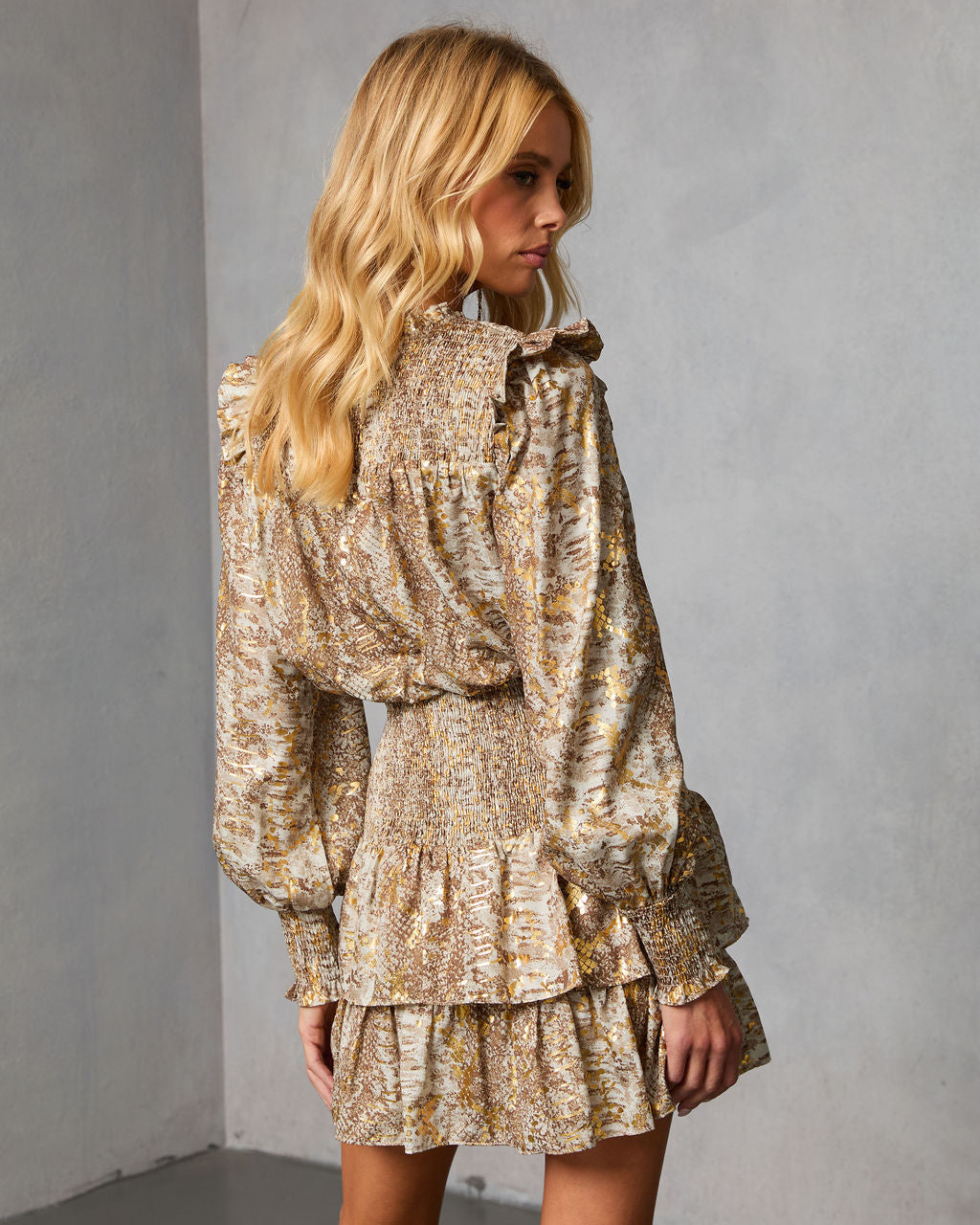 Willa Rae Printed Tiered Mini Dress-Vogue Logic