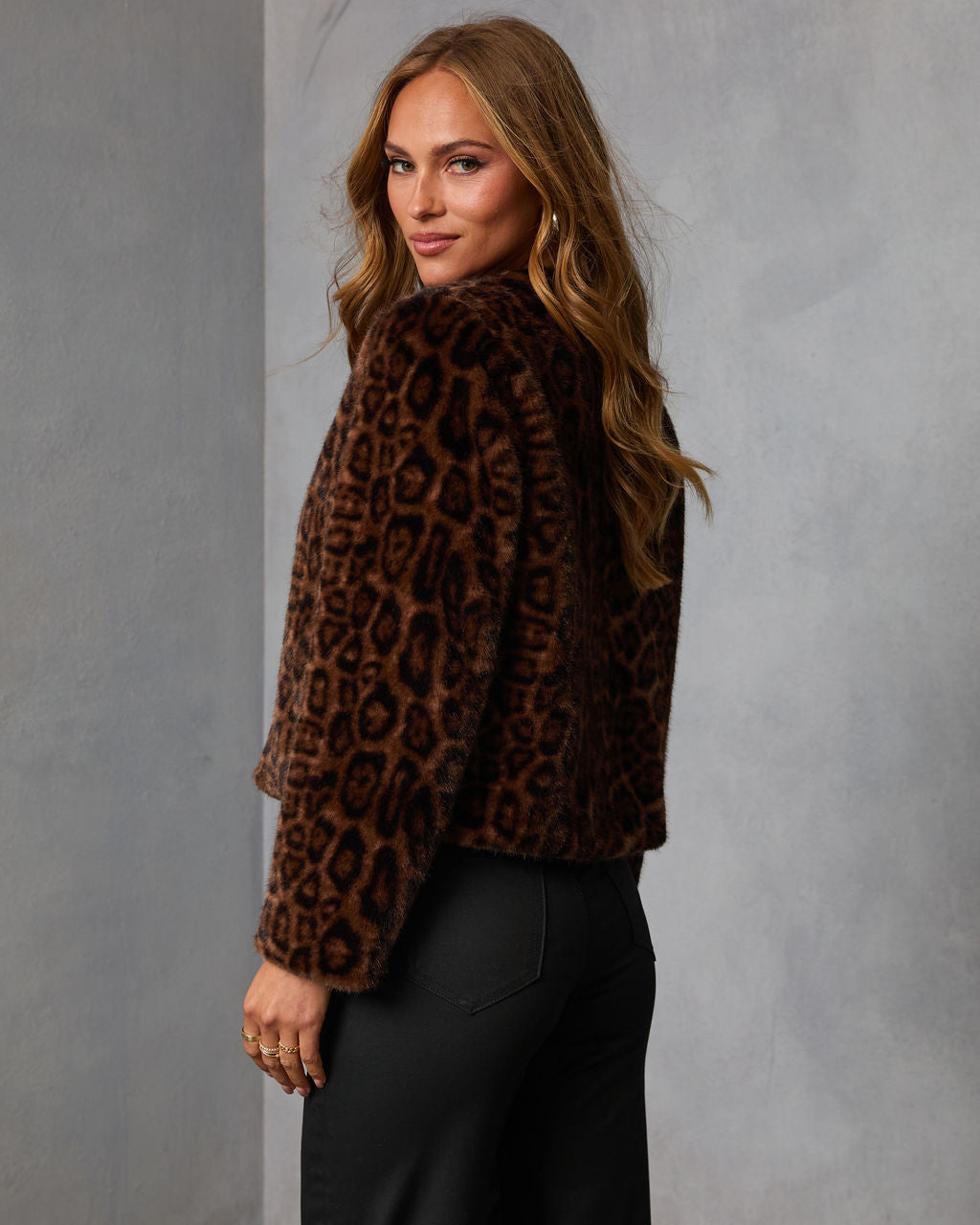 Foxshade Leopard Print Faux Fur Jacket-Vogue Logic