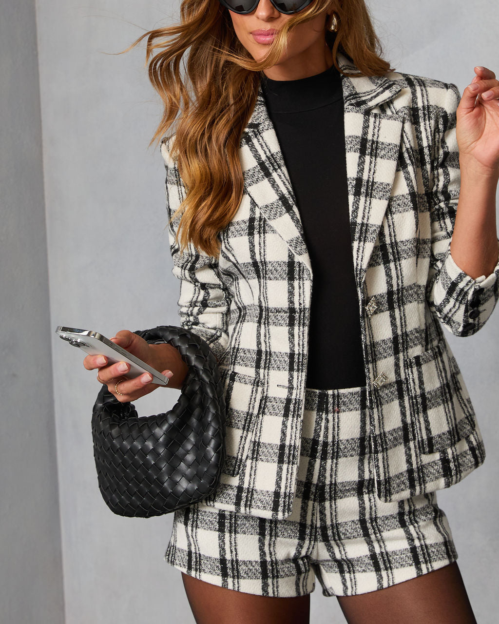 Arden Muse Plaid Tweed Blazer-Vogue Logic