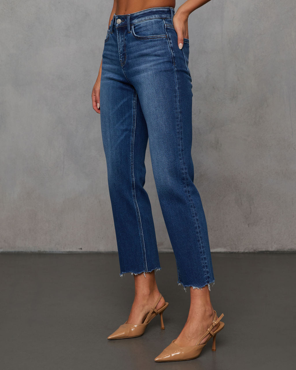Rona Super Stretch Cropped Frayed Hem Jeans-Vogue Logic