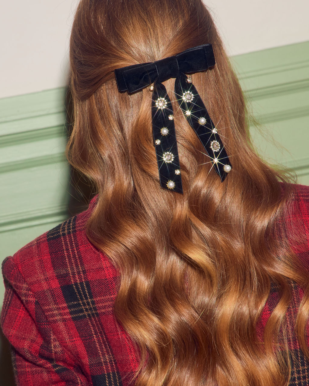 Valerie Velvet Embellished Hair Bow Clip-Vogue Logic