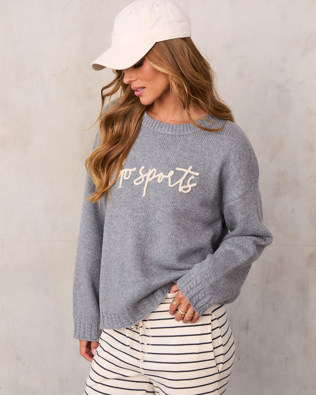 Go Sports Embroidered Knit Sweater-Vogue Logic