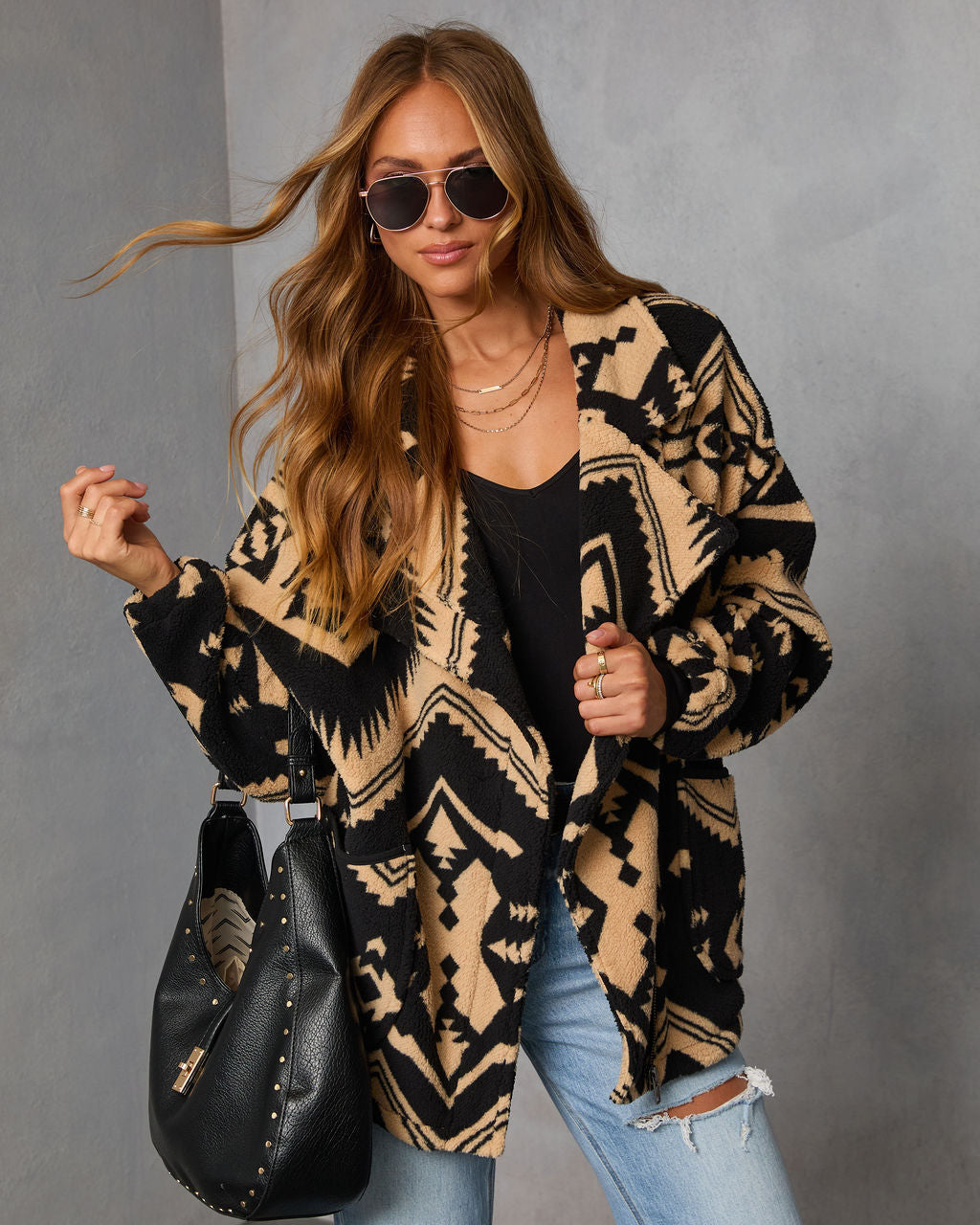 Marner Aztec Sherpa Moto Jacket-Vogue Logic