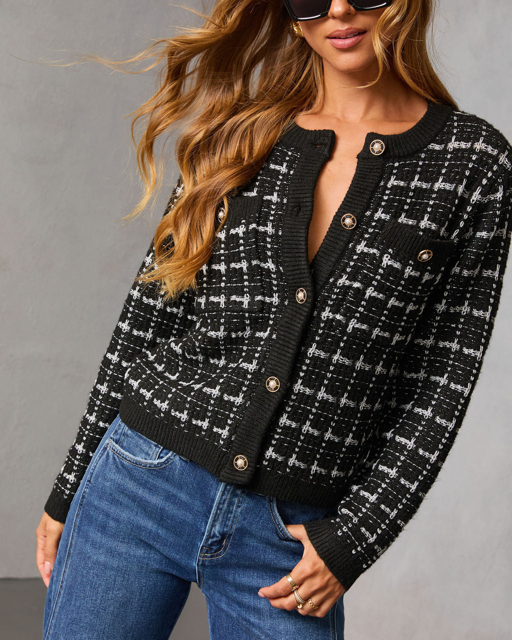 Ashwood Knit Tweed Cardigan-Vogue Logic