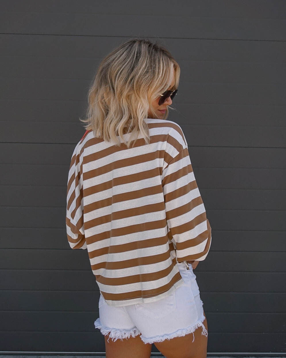 Morwenna Striped Long Sleeve Top-Vogue Logic