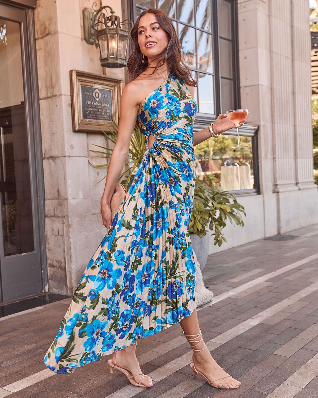 Modern Day Glam Printed One Shoulder Asymmetrical Maxi Dress-Vogue Logic