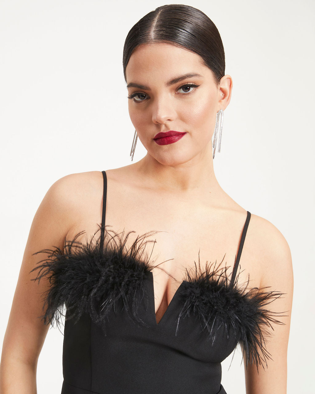 Fancy You Feather Trim Mini Dress-Vogue Logic