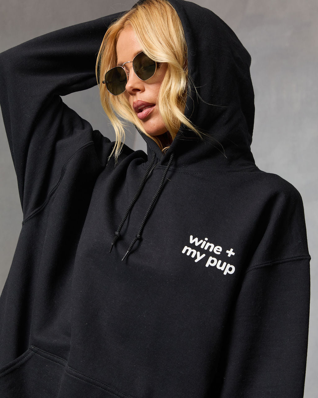 Wine And My Pup Graphic Sweatshirt-Vogue Logic