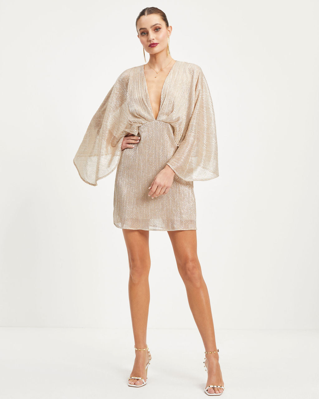 Kensley Metallic Cape Mini Dress-Vogue Logic