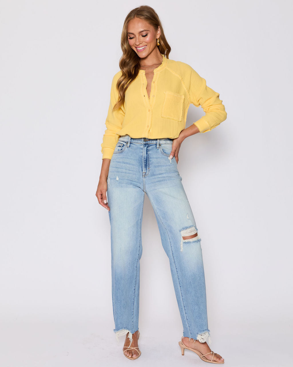 Summer Chill Cotton Button Down Top-Vogue Logic