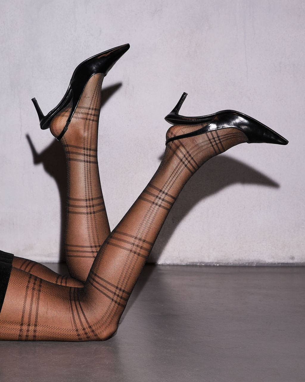 Haute Cocoa Sheer Plaid Tights-Vogue Logic