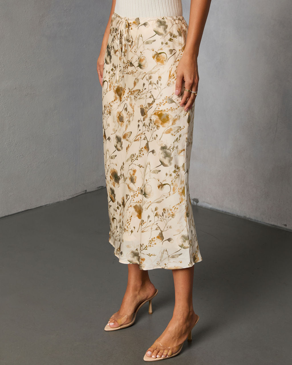 Crushed Maple Printed Midi Skirt-Vogue Logic