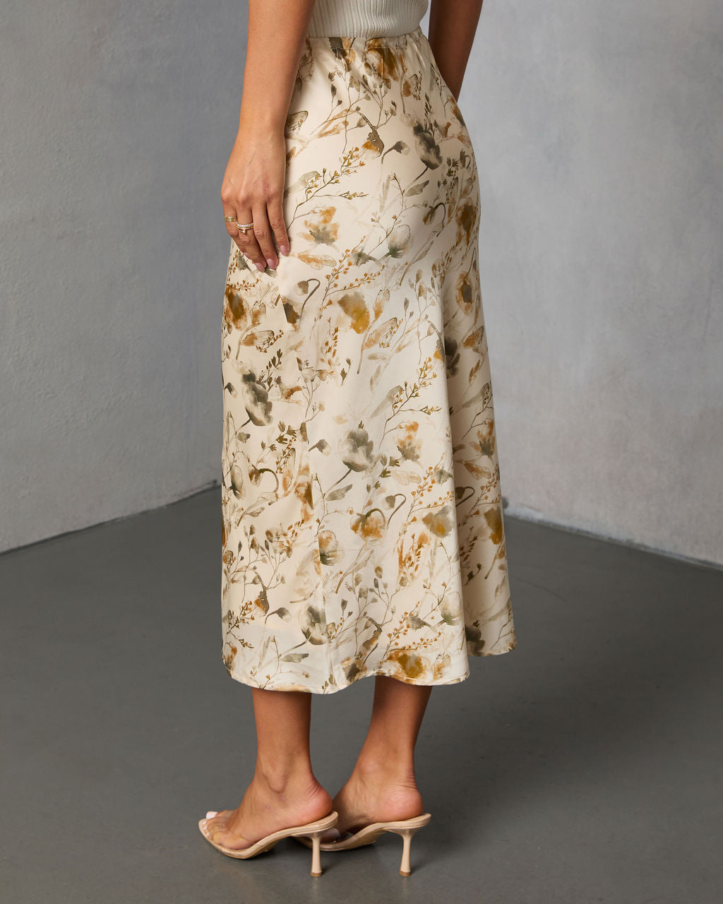 Crushed Maple Printed Midi Skirt-Vogue Logic
