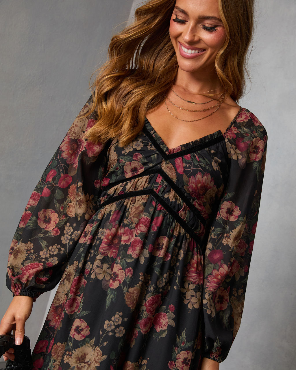 Peony Dust Printed Midi Dress-Vogue Logic