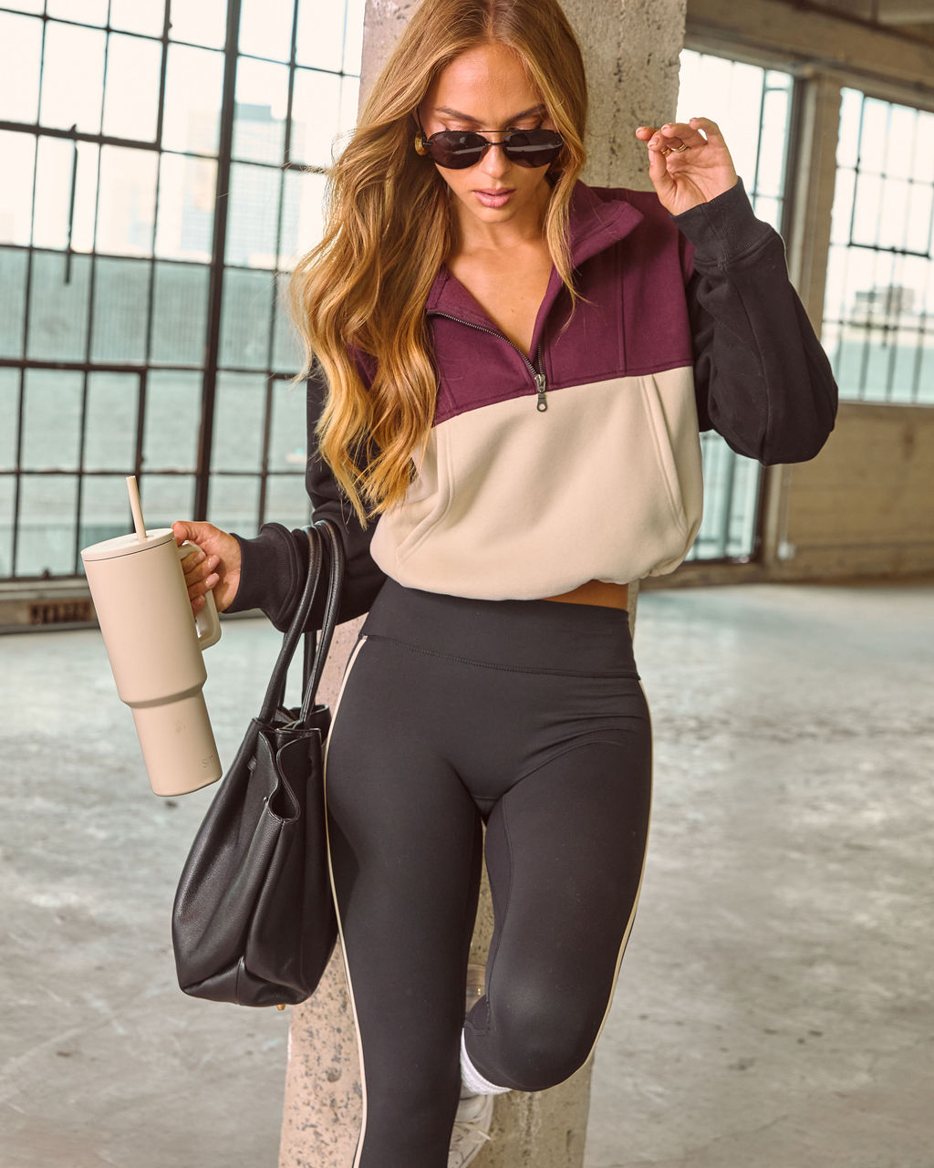 Cool Down Colorblock Half Zip Pullover-Vogue Logic