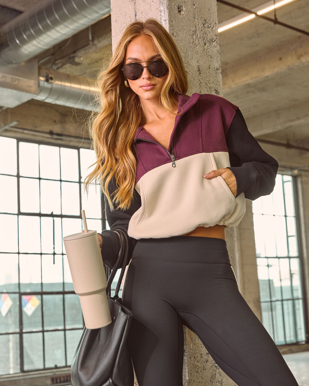 Cool Down Colorblock Half Zip Pullover-Vogue Logic