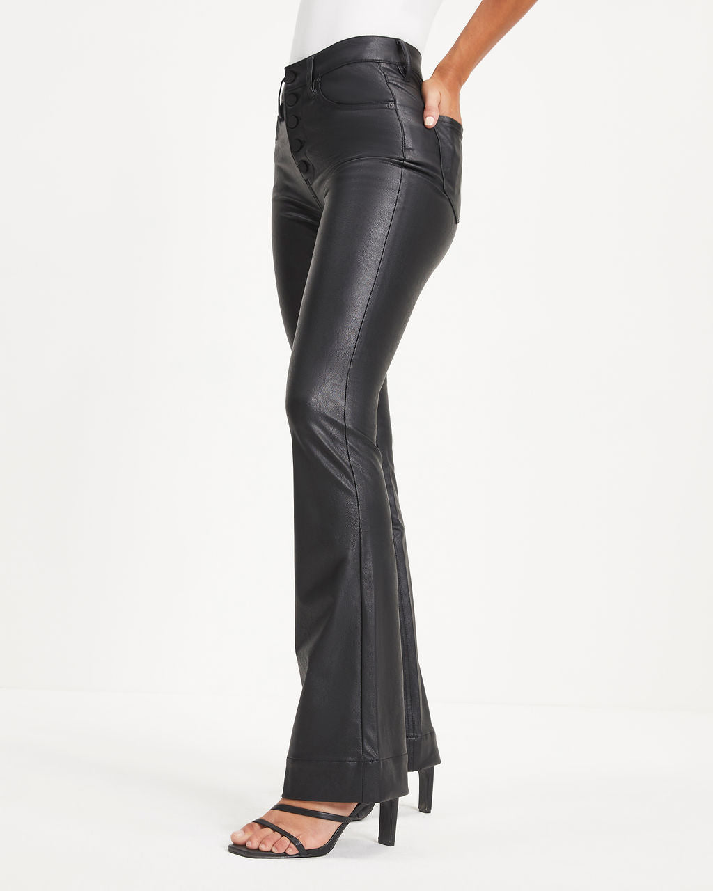 Howard High Rise Faux Leather Flare Pants-Vogue Logic