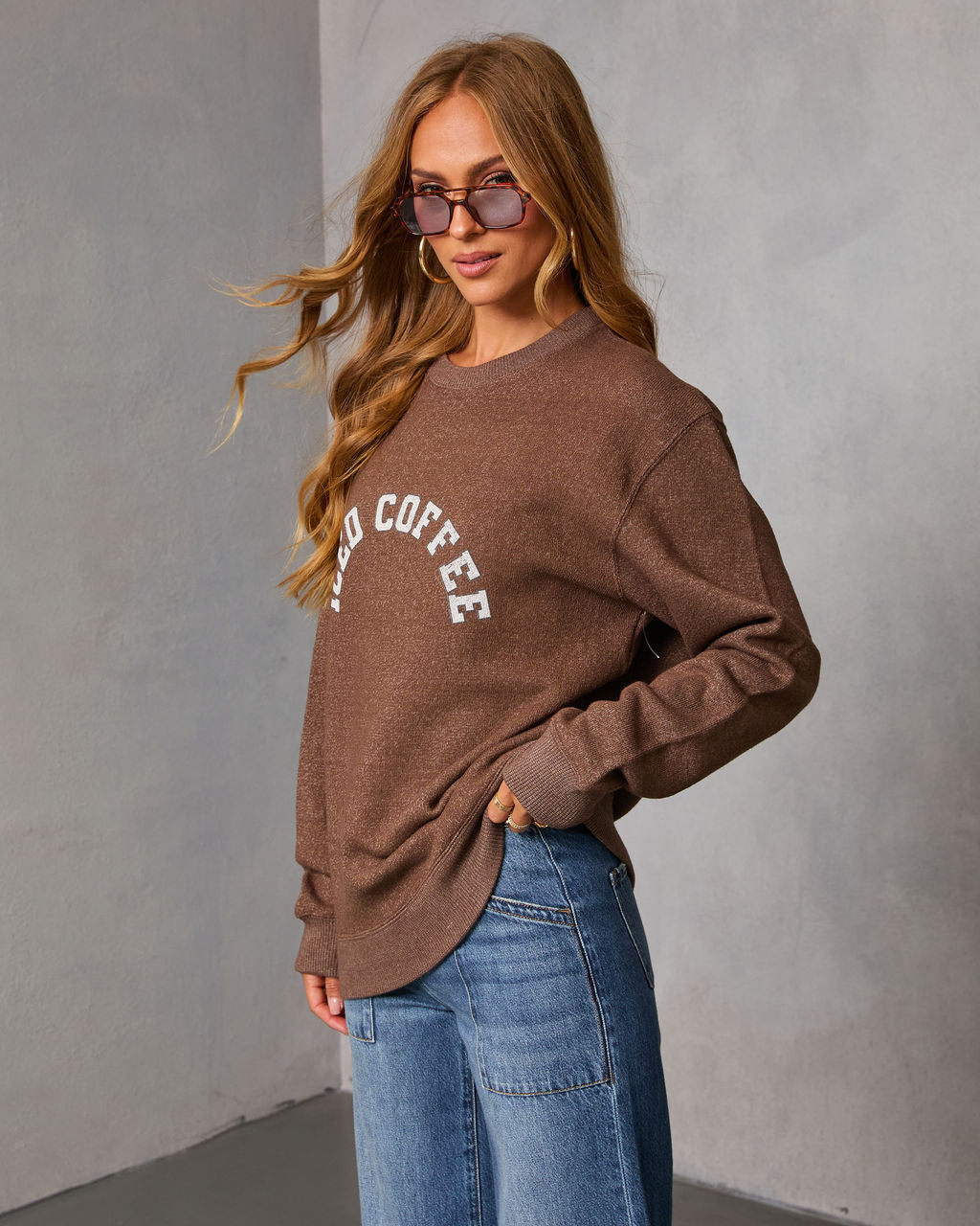 Iced Coffee Babe Graphic Sweatshirt-Vogue Logic