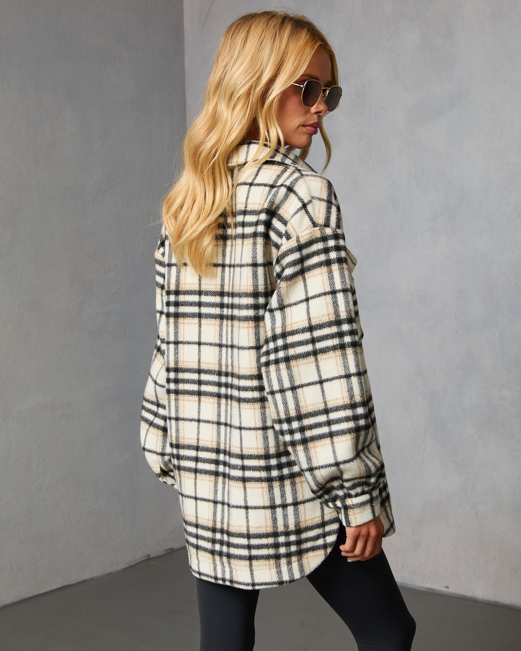 Cabin Cutie Plaid Shirt Jacket-Vogue Logic