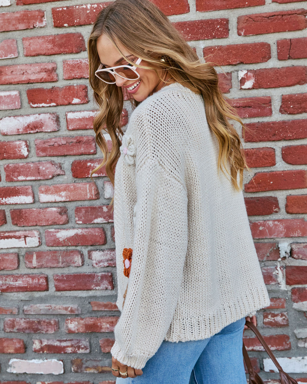 Fallen Daisy Oversized Knit Cardigan-Vogue Logic