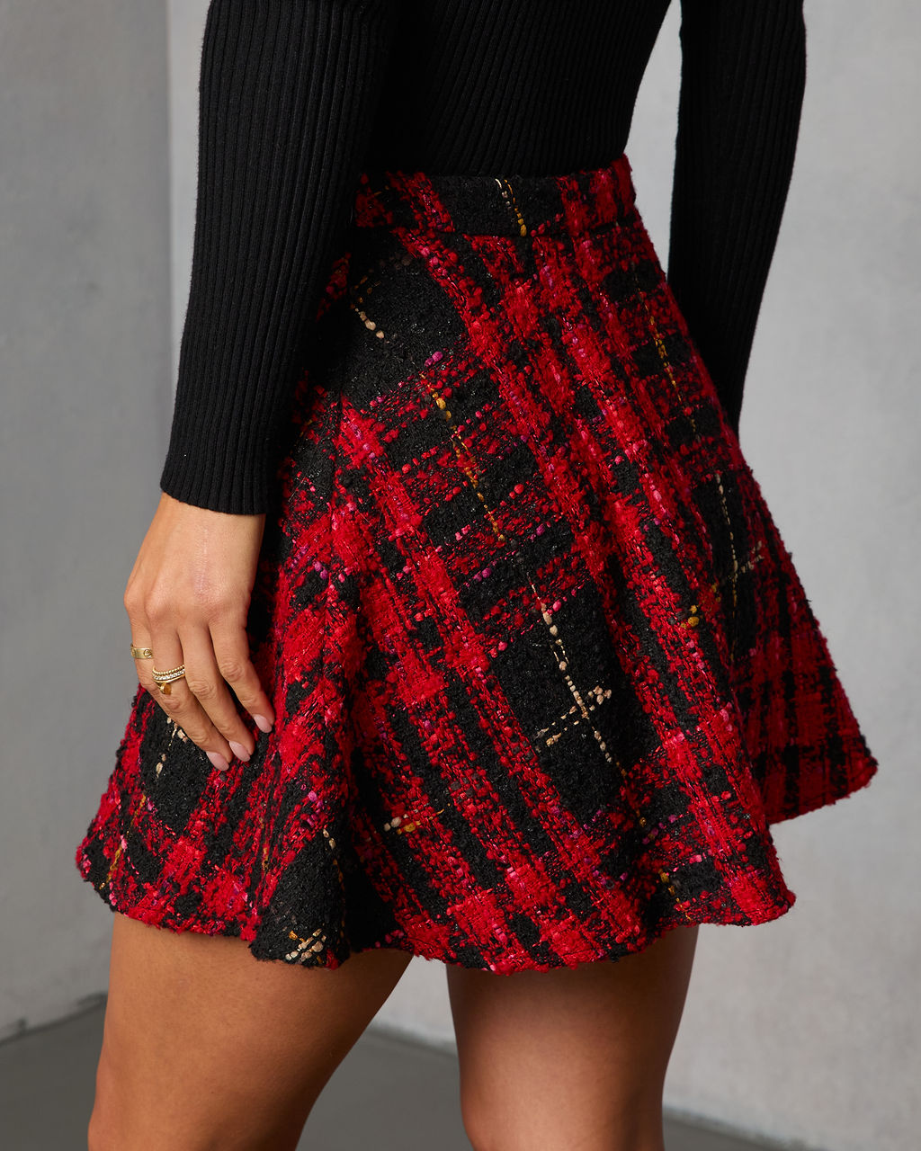 Fireside Manor Tweed Plaid Mini Skirt-Vogue Logic