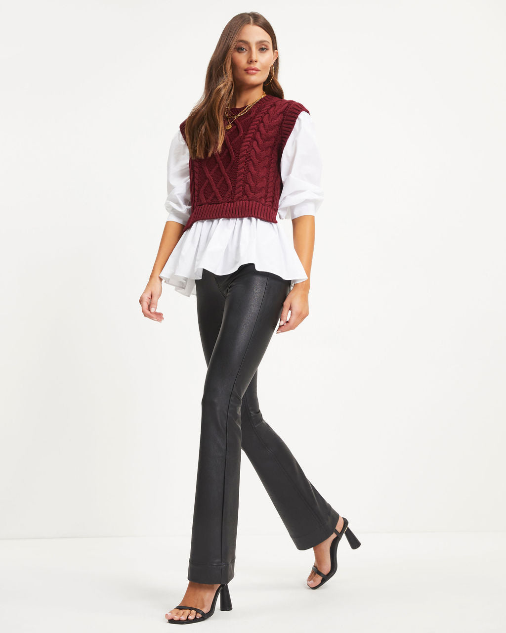 Carmine Contrast Knit Top-Vogue Logic