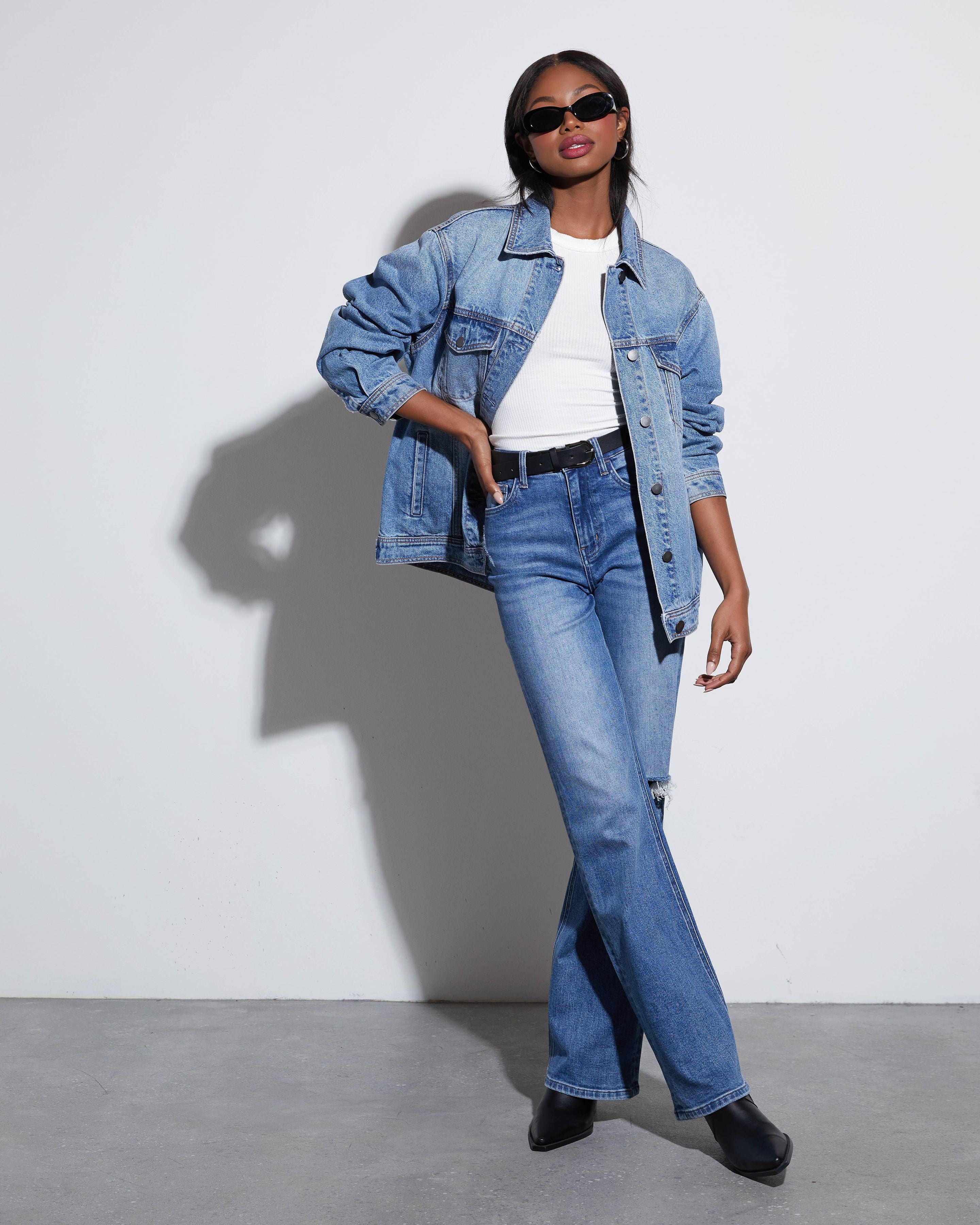 Influencer Oversized Denim Jacket-Vogue Logic