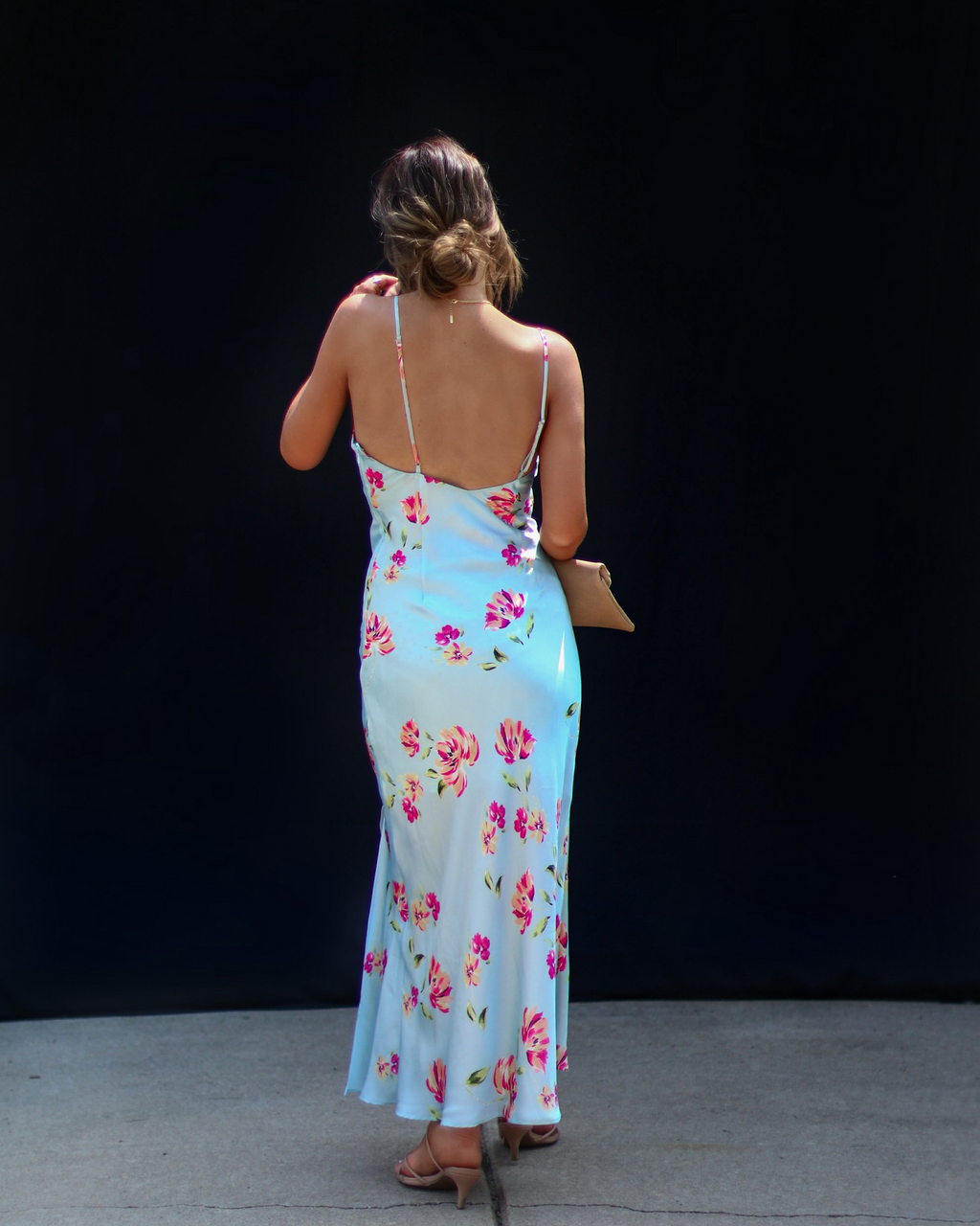 Monae Floral Asymmetrical Neck Midi Dress-Vogue Logic
