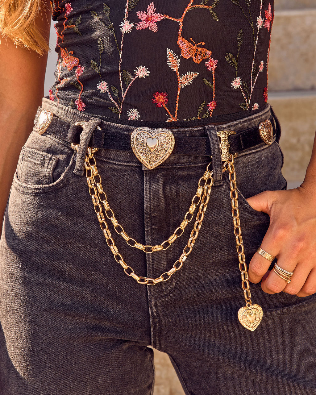 Easy Lover Heart Chain Detail Belt-Vogue Logic