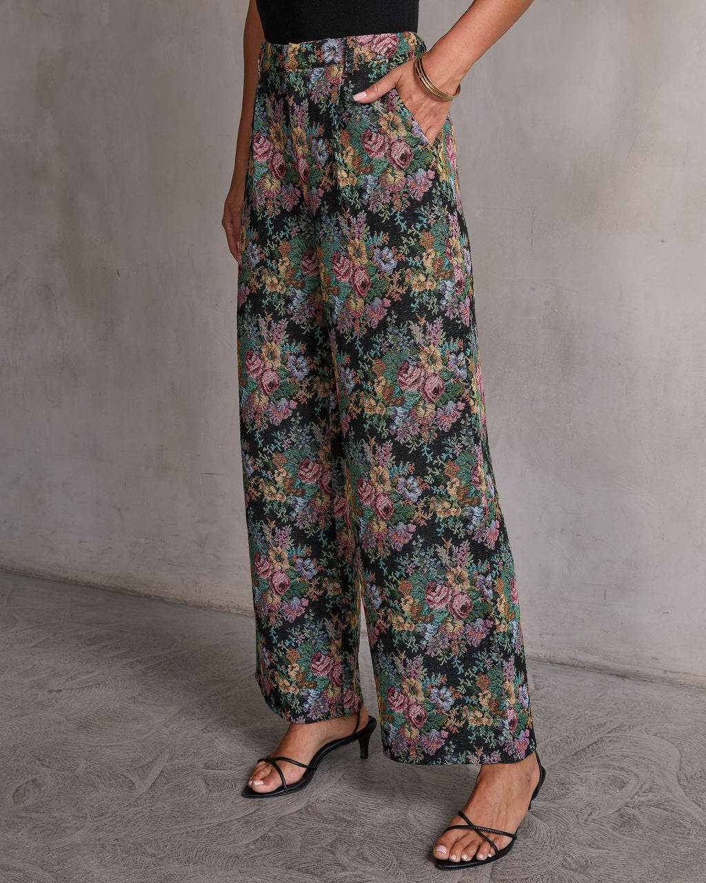 Moment In Time Floral Tapestry High Rise Pants-Vogue Logic