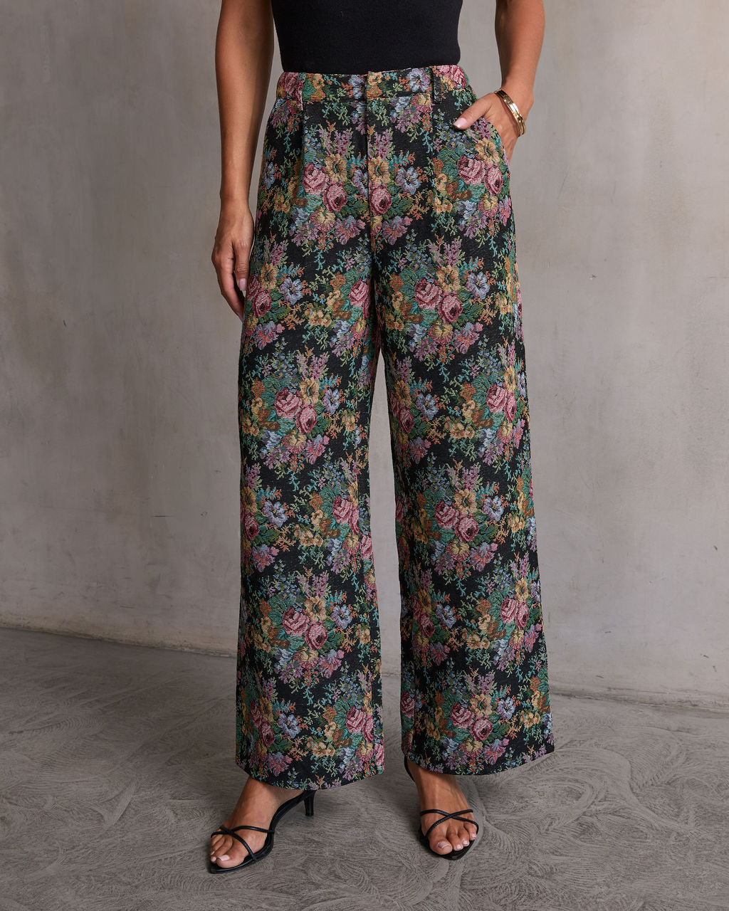 Moment In Time Floral Tapestry High Rise Pants-Vogue Logic