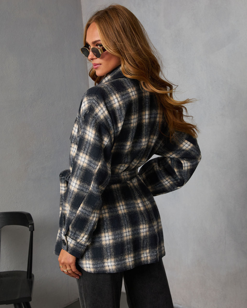 Tawny Grace Plaid Shirt Jacket-Vogue Logic