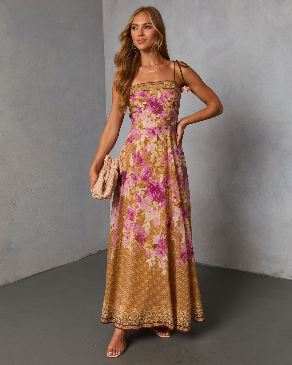 Solienne Printed Fit and Flare Maxi Dress-Vogue Logic