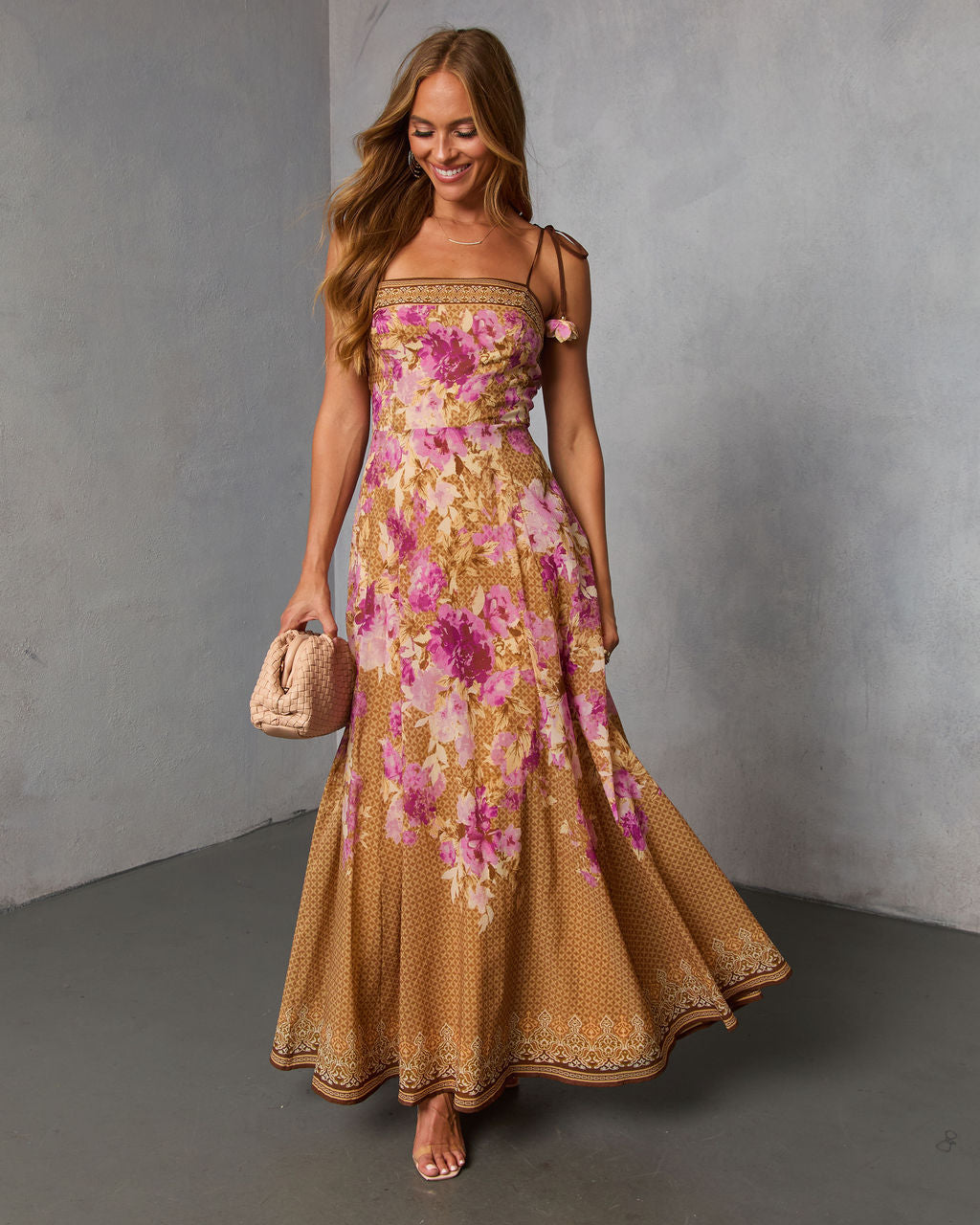 Solienne Printed Fit and Flare Maxi Dress-Vogue Logic