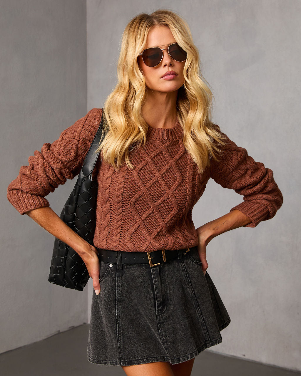 Claudete Cable Knit Sweater-Vogue Logic