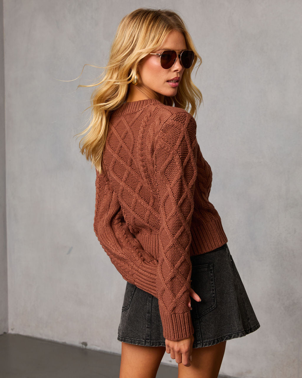 Claudete Cable Knit Sweater-Vogue Logic