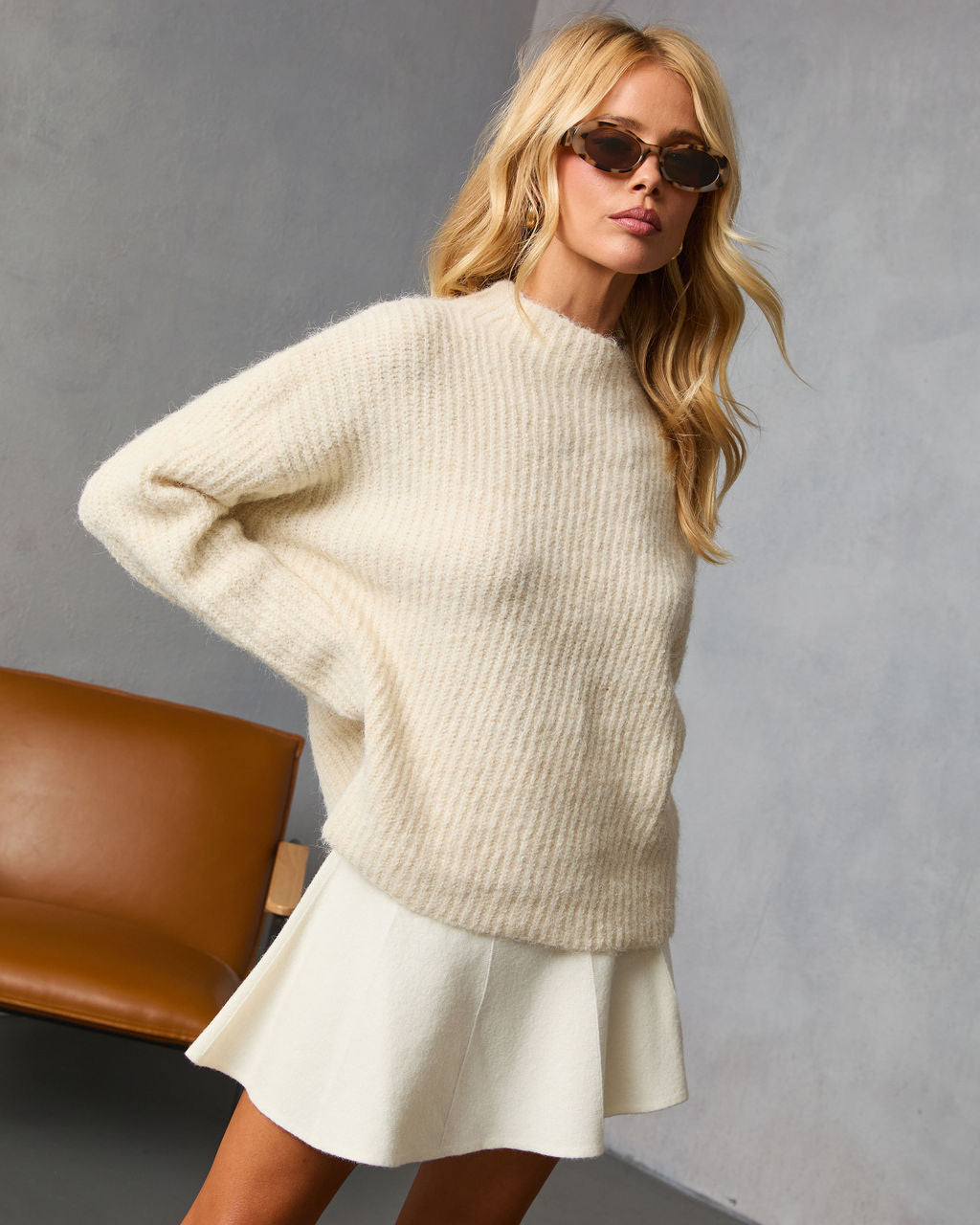 Slow Mornings Ribbed Mock Neck Sweater-Vogue Logic