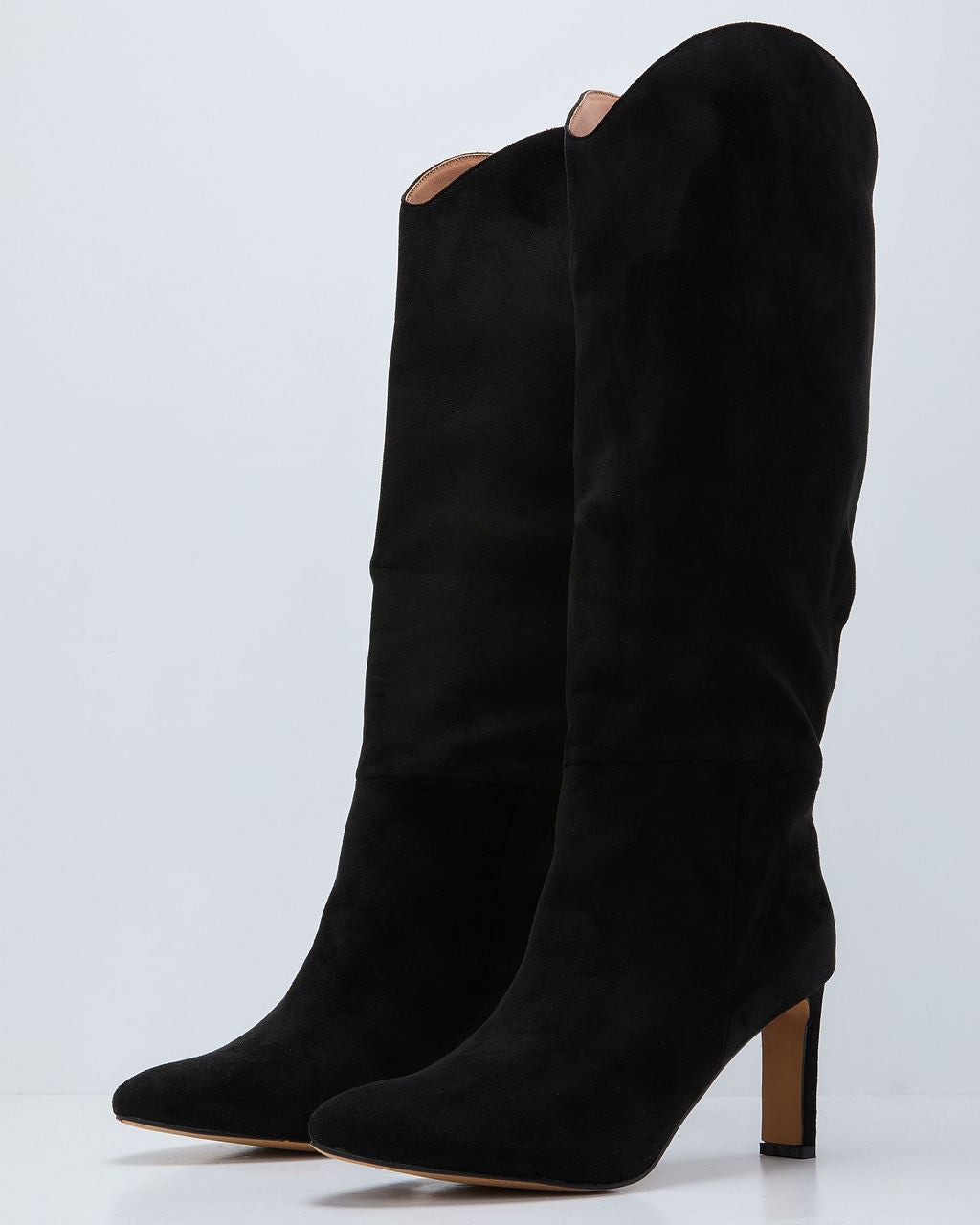 Honeyed Haze Suede Knee High Boots-Vogue Logic
