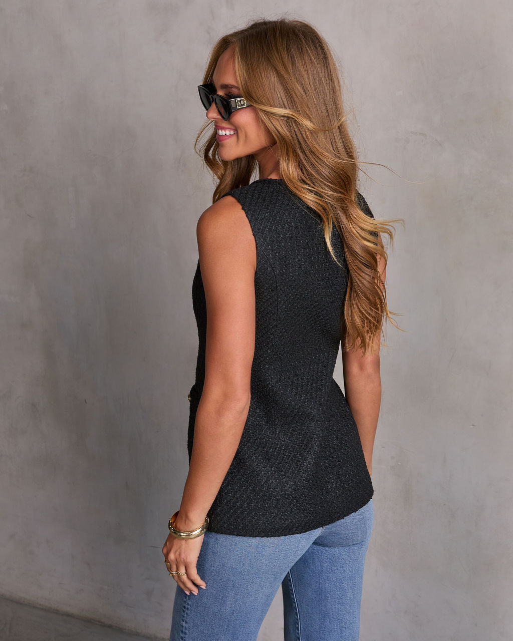 Baxley Tweed Vest Top-Vogue Logic
