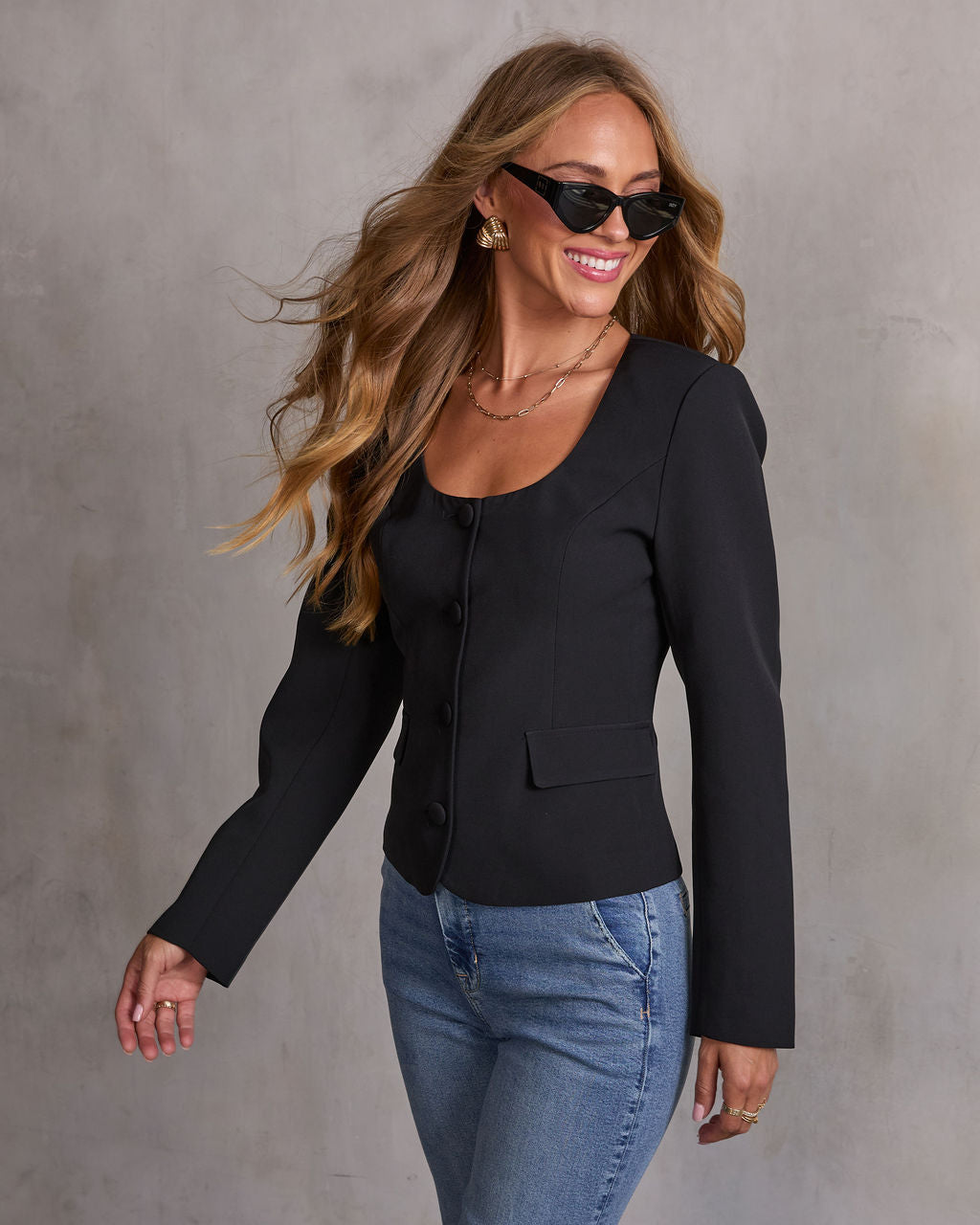Take Charge Collarless Blazer-Vogue Logic